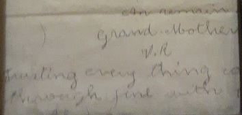 A handwritten letter from the founder's grandmother, Victoria, signed 'VR'
