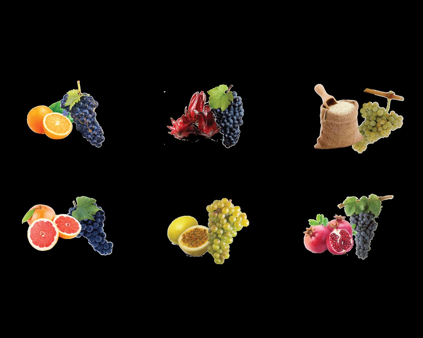 Tropical fruits and grapes used in V'Toria Rhonda wines